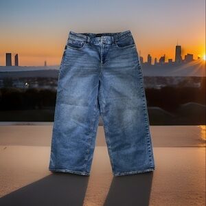 Classic Talbots Wide Leg Crop Jeans Blue Denim Stylish Casual Pants Size 14